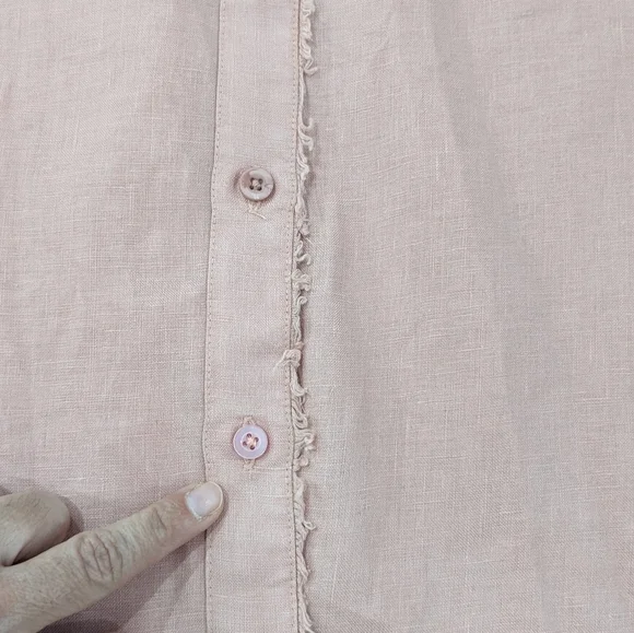 Cloth & Stone 100% Linen Pale Pink Button Down Shirt Collared Long Sleeve L - Picture 5 of 9